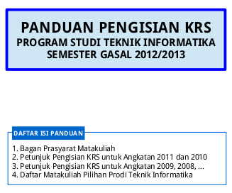 Panduan Pengisian KRS Genap 2012/2013 Teknik Informatika