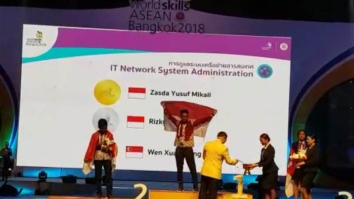 Selamat kepada Zasda Yusuf Mikail Meraih Medali Emas di Ajang ASEAN Skills Competition XII 2018 di Bangkok